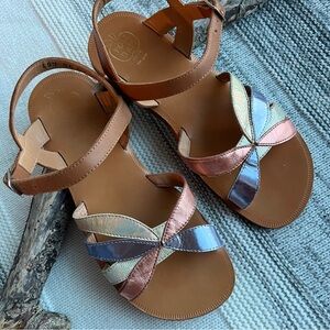 POM D’API girls metallic leather sandals, EU 36, US 4-4.5